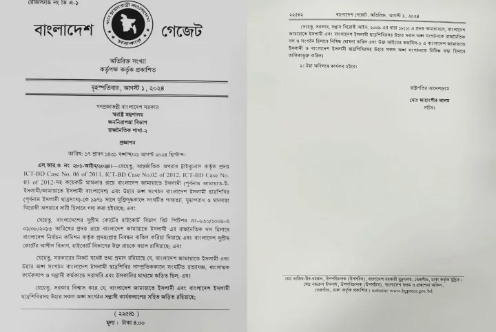 Gadget on banning Jamaat-e-Islami and Islami Chhatra Shibir